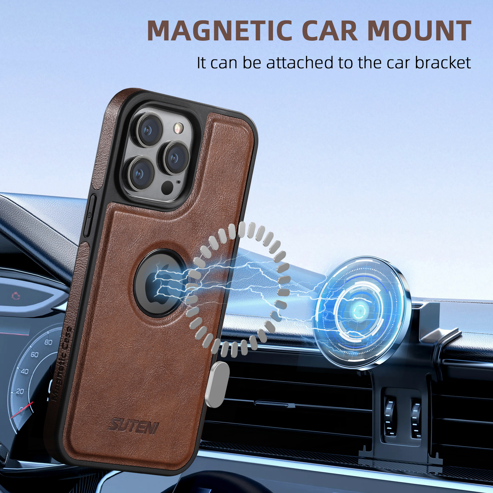 Leather Business Magsafe Card Wallet Mobile Phone Case for iPhone