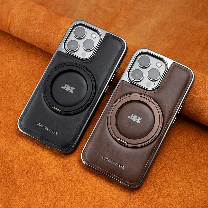 Luxury Leather Business Magsafe Bracket Mobile Phone Case for iPhone