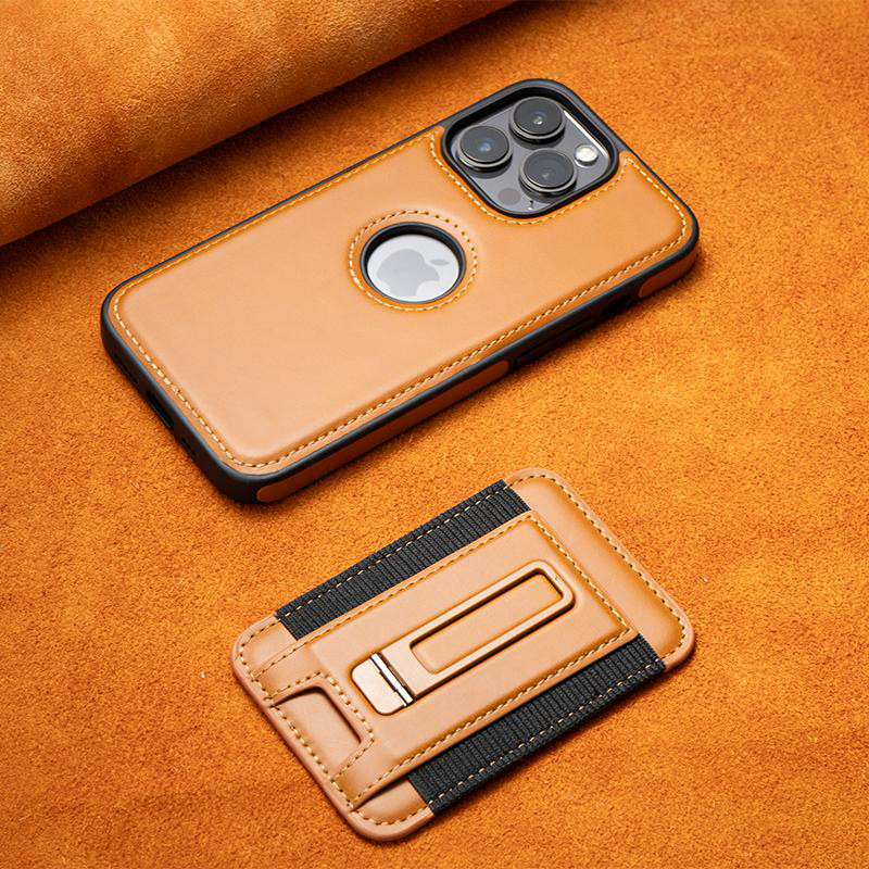 Luxury Leather Business Magsafe Bracket Mobile Phone Case for iPhone