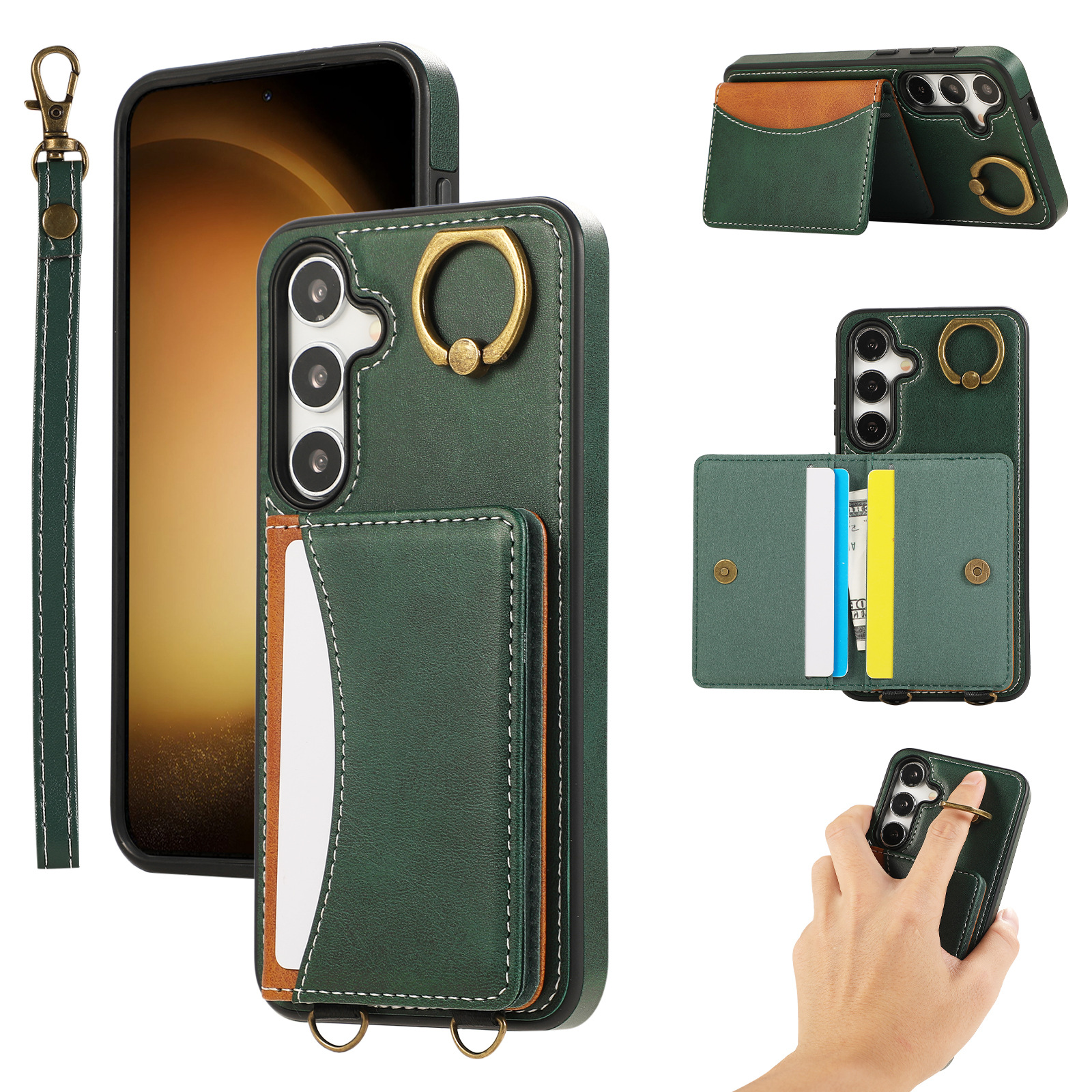 Leather Business Card Wallet Mobile Phone Case for Samsung Galaxy S