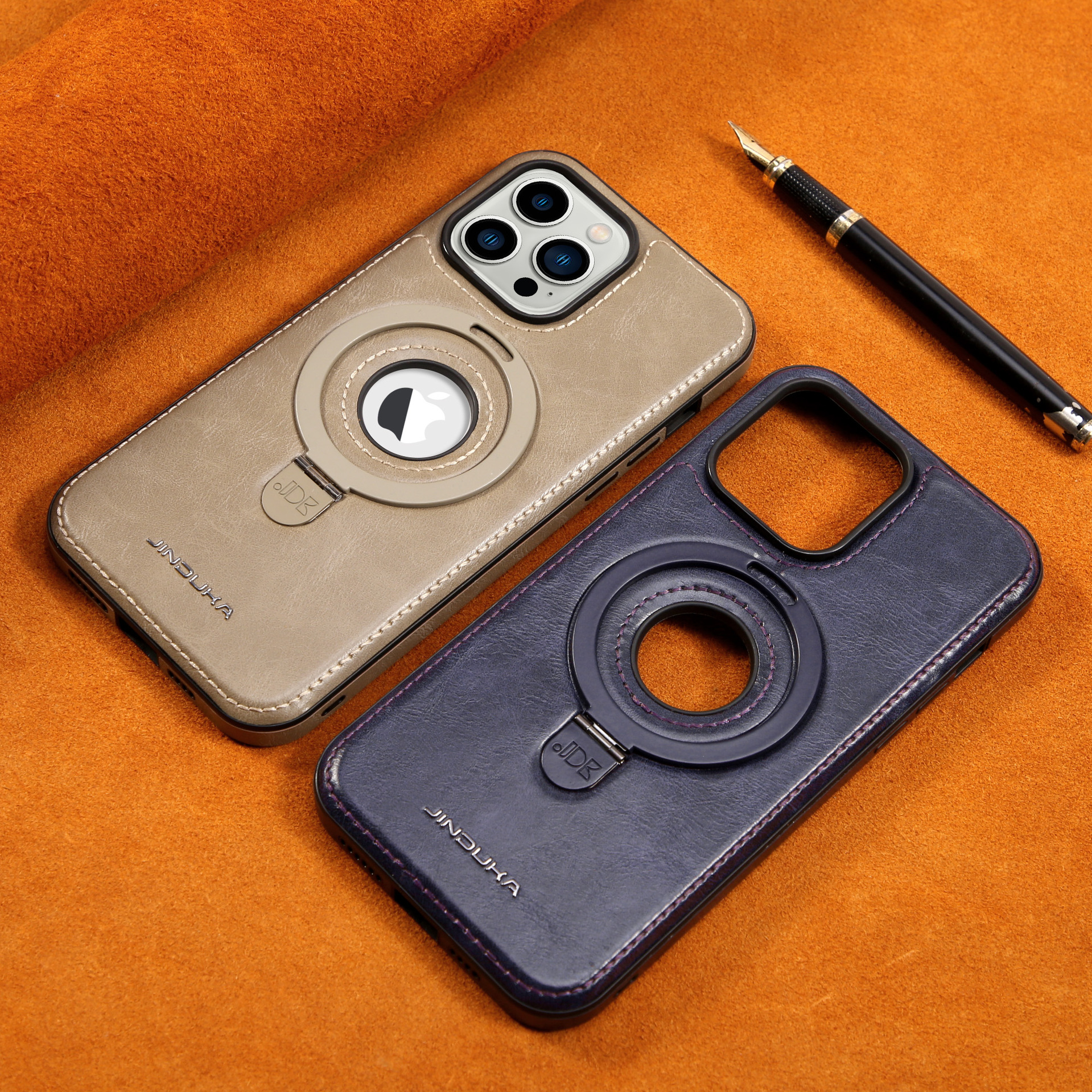 Leather Business Magsafe Bracket Mobile Phone Case for iPhone
