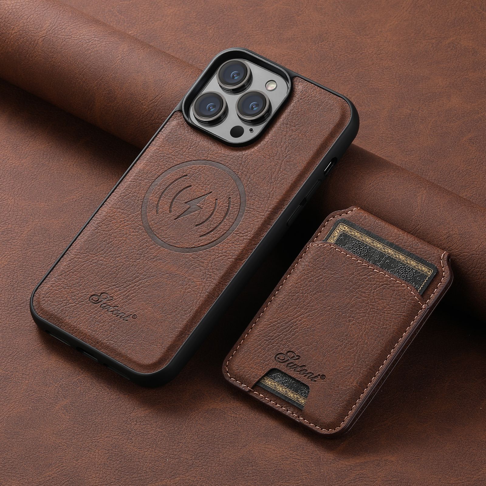 Luxury Leather Business Magsafe Card Wallet Mobile Phone Case for Apple iPhone