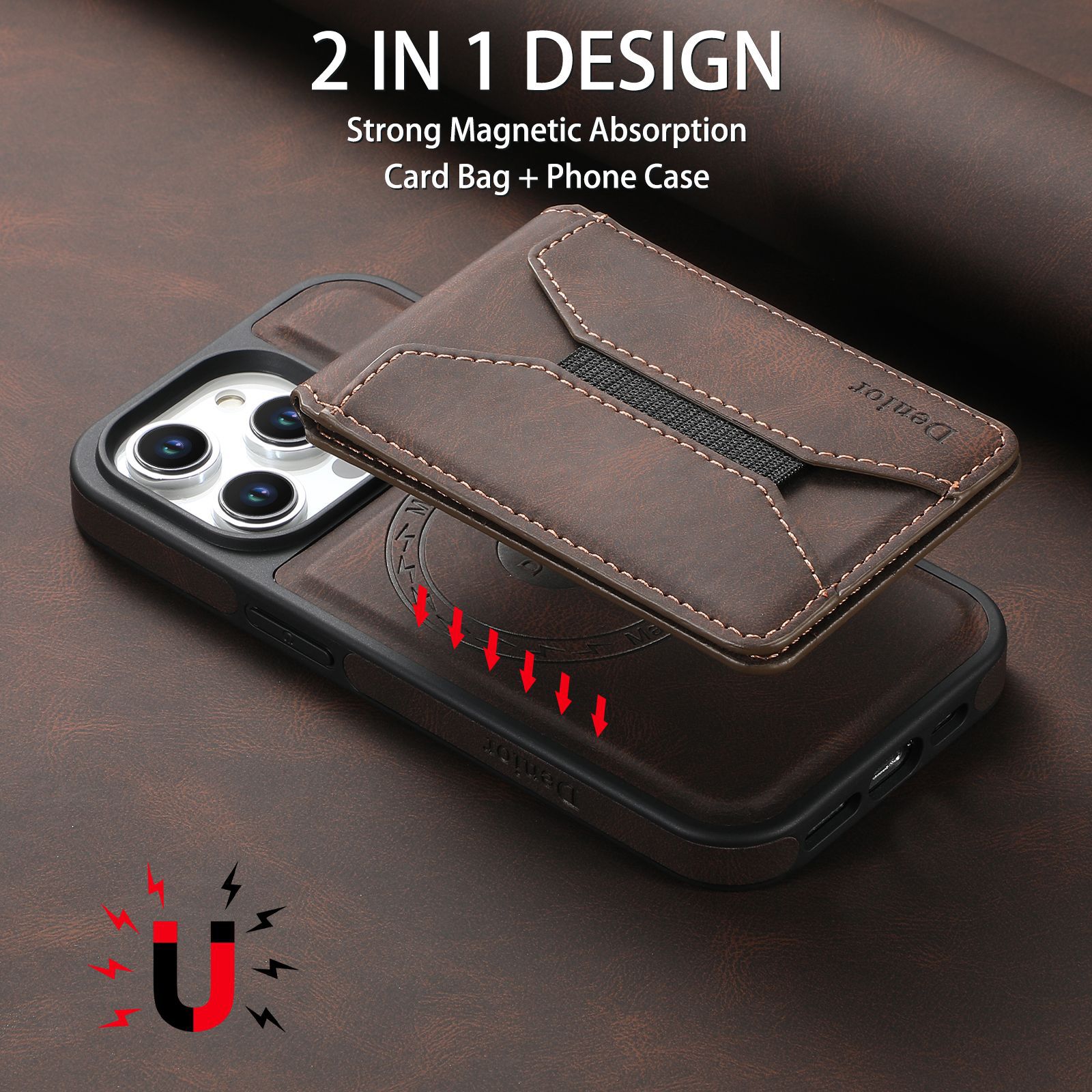 Luxury Leather Business Magsafe Card Wallet Mobile Phone Case for Apple iPhone