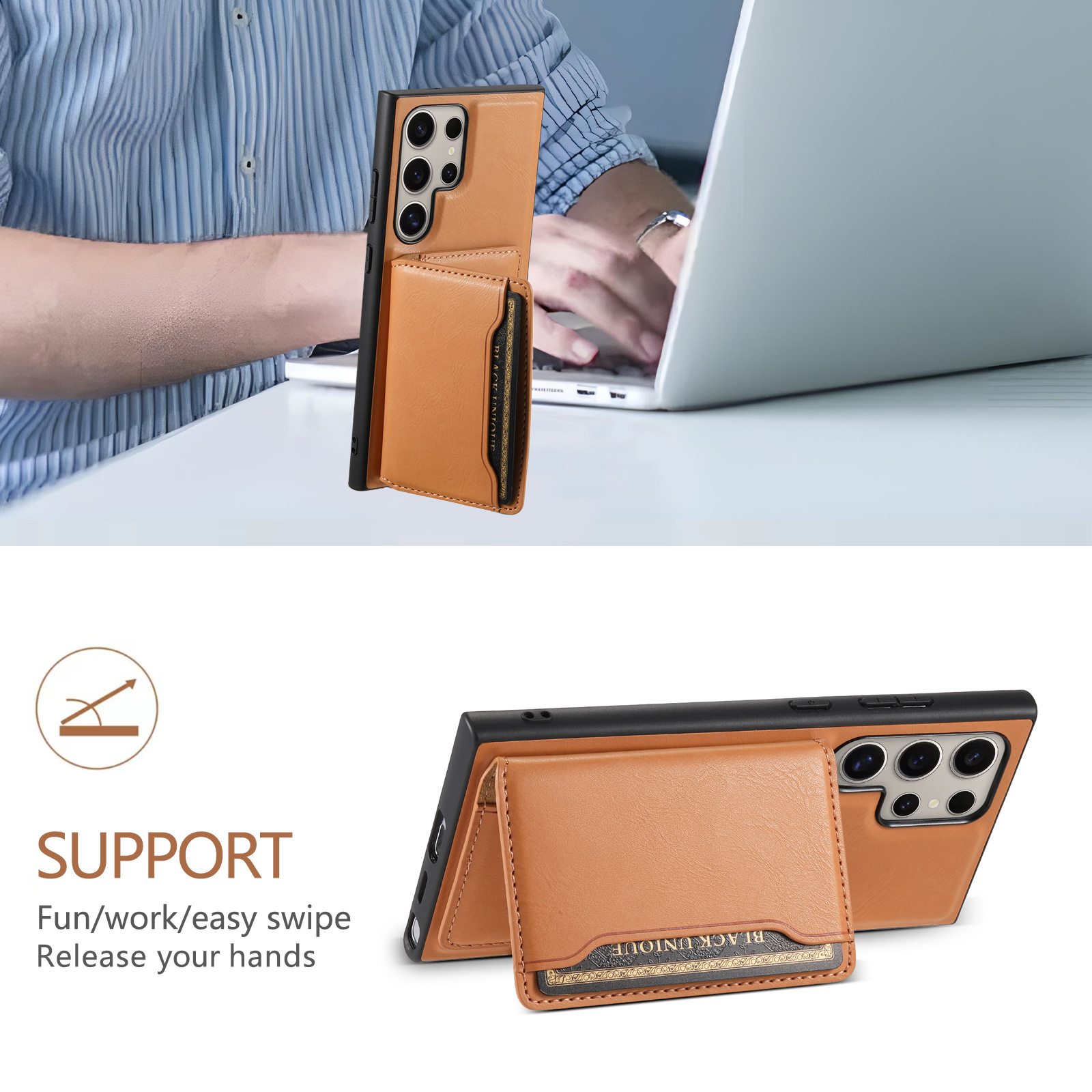 Leather Card Wallet Magsafe Mobile Phone Case for Samsung Galaxy S