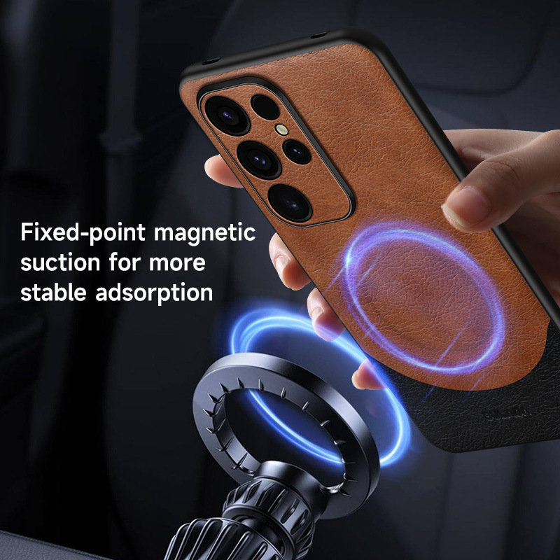 Leather Business Magsafe Mobile Phone Case for Samsung Galaxy S