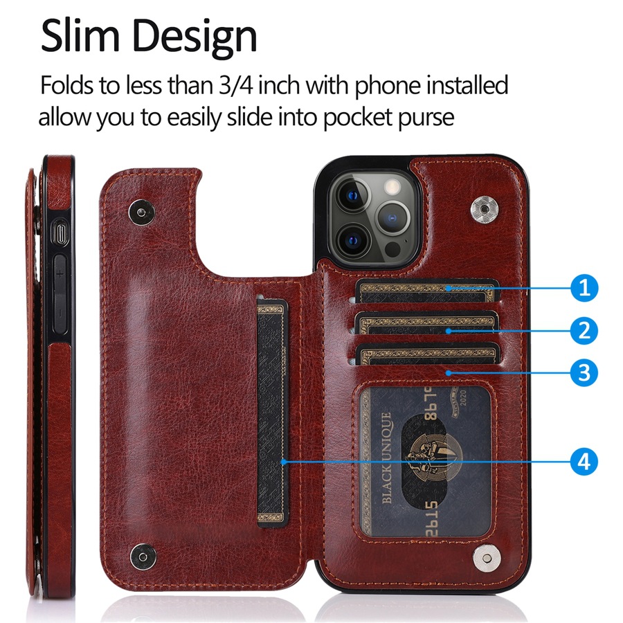 Leather Card Wallet Mobile Phone Case for iPhone