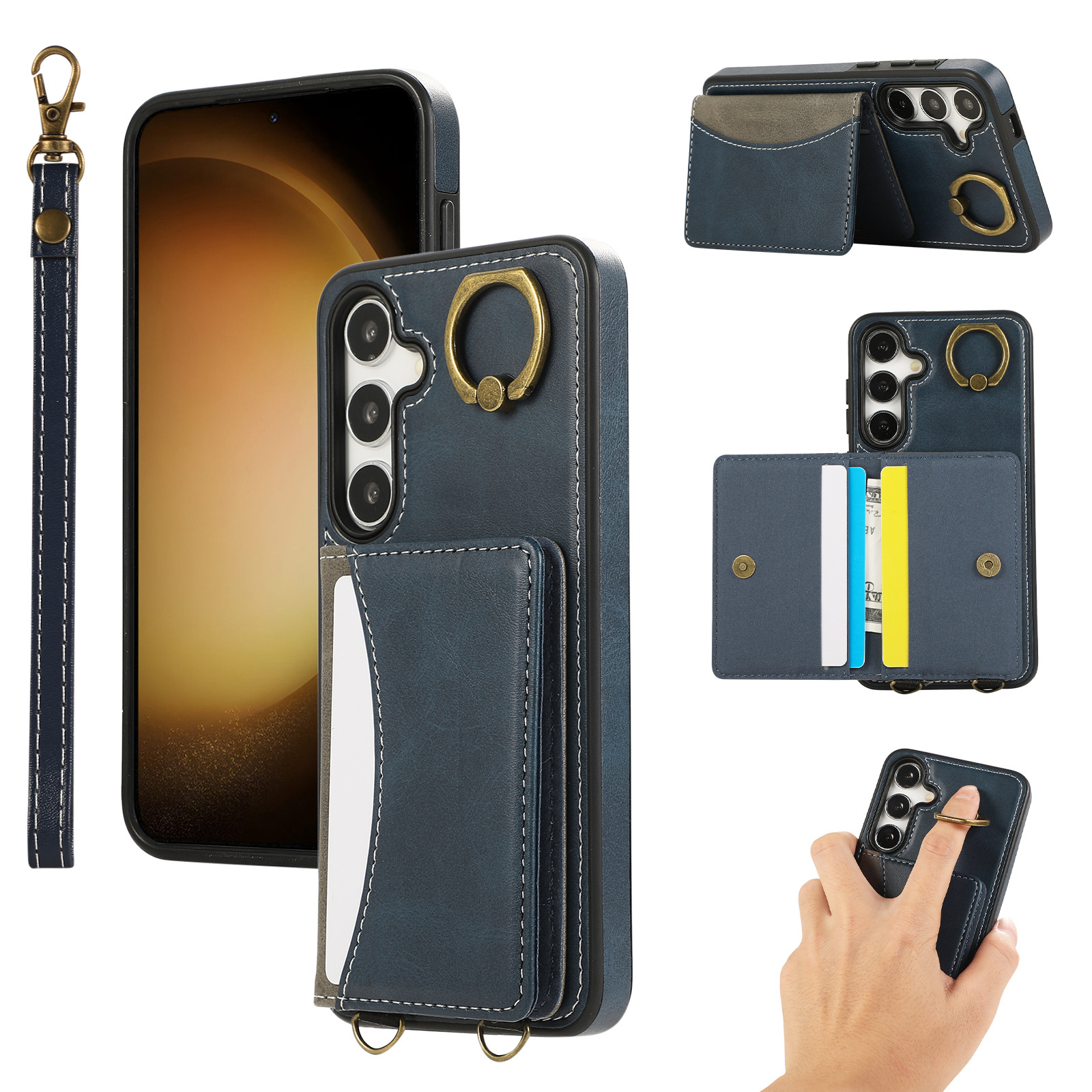 Leather Business Card Wallet Mobile Phone Case for Samsung Galaxy S