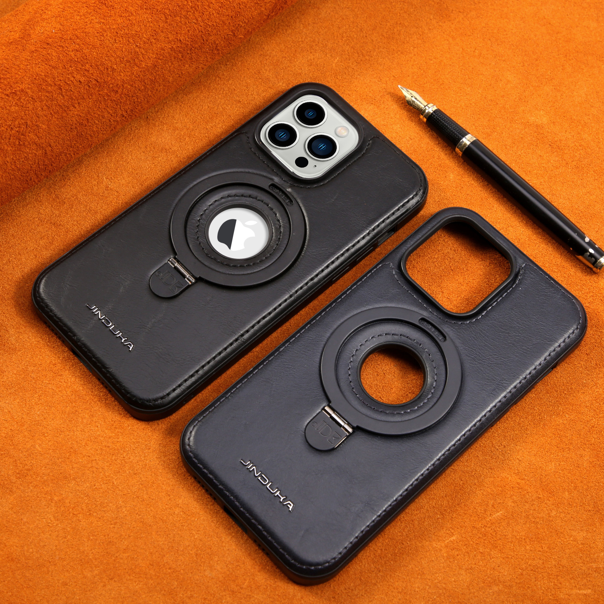 Leather Business Magsafe Bracket Mobile Phone Case for iPhone