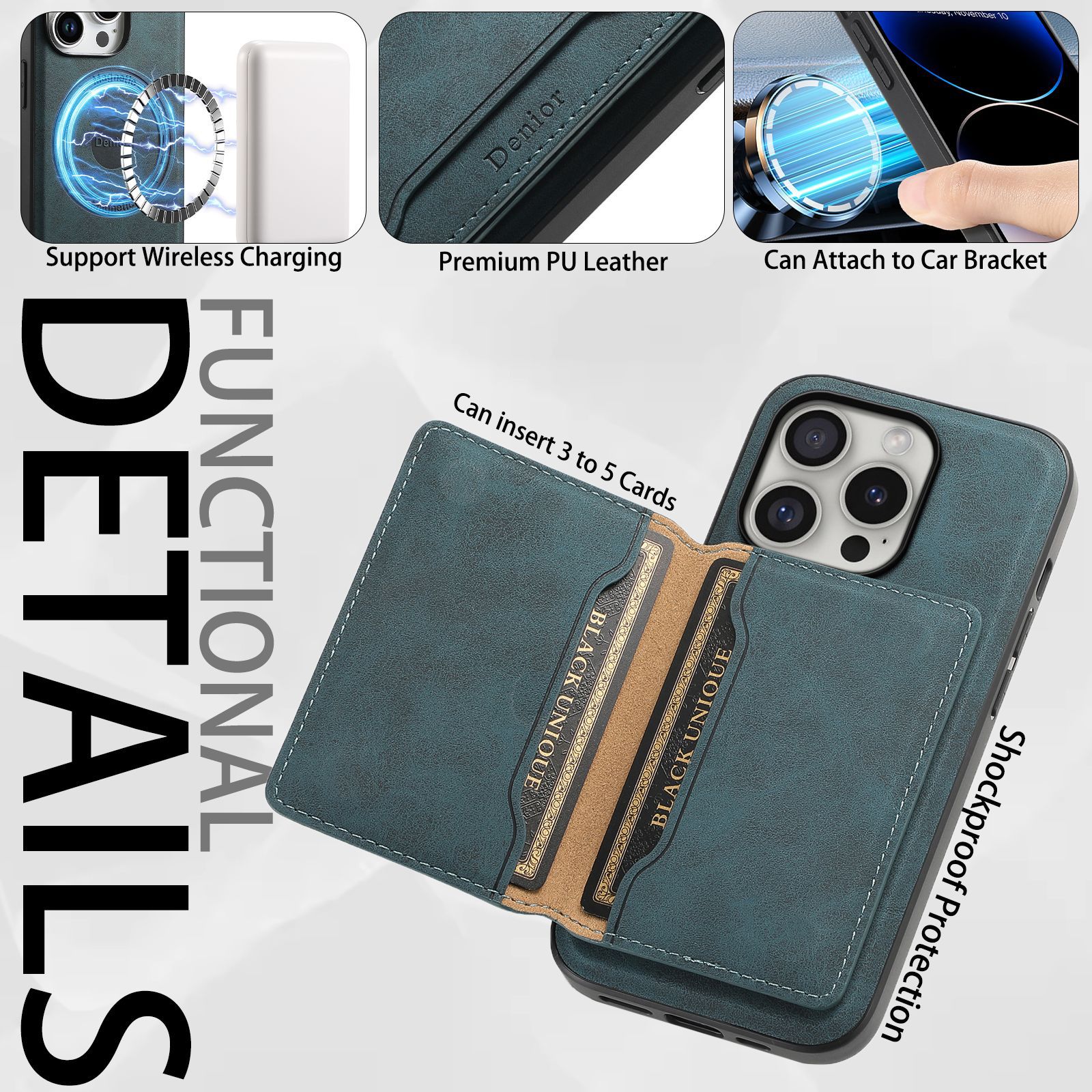 Luxury Leather Business Magsafe Card Wallet Mobile Phone Case for Apple iPhone