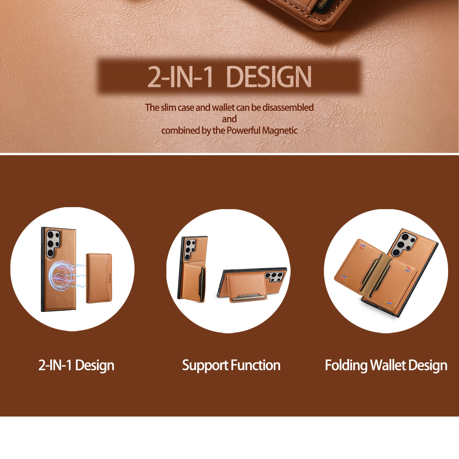 Leather Card Wallet Magsafe Mobile Phone Case for Samsung Galaxy S