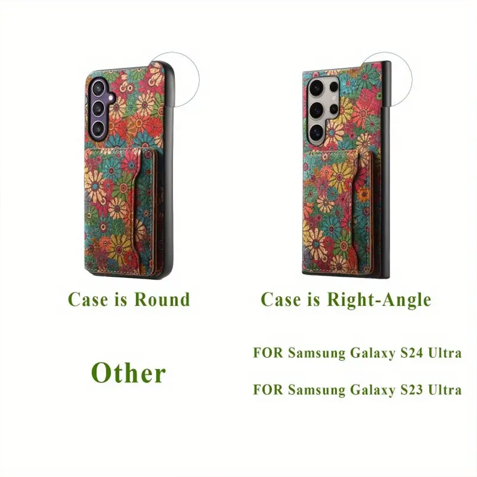 Floral Leather Card Wallet Mobile Phone Case for Samsung Galaxy S