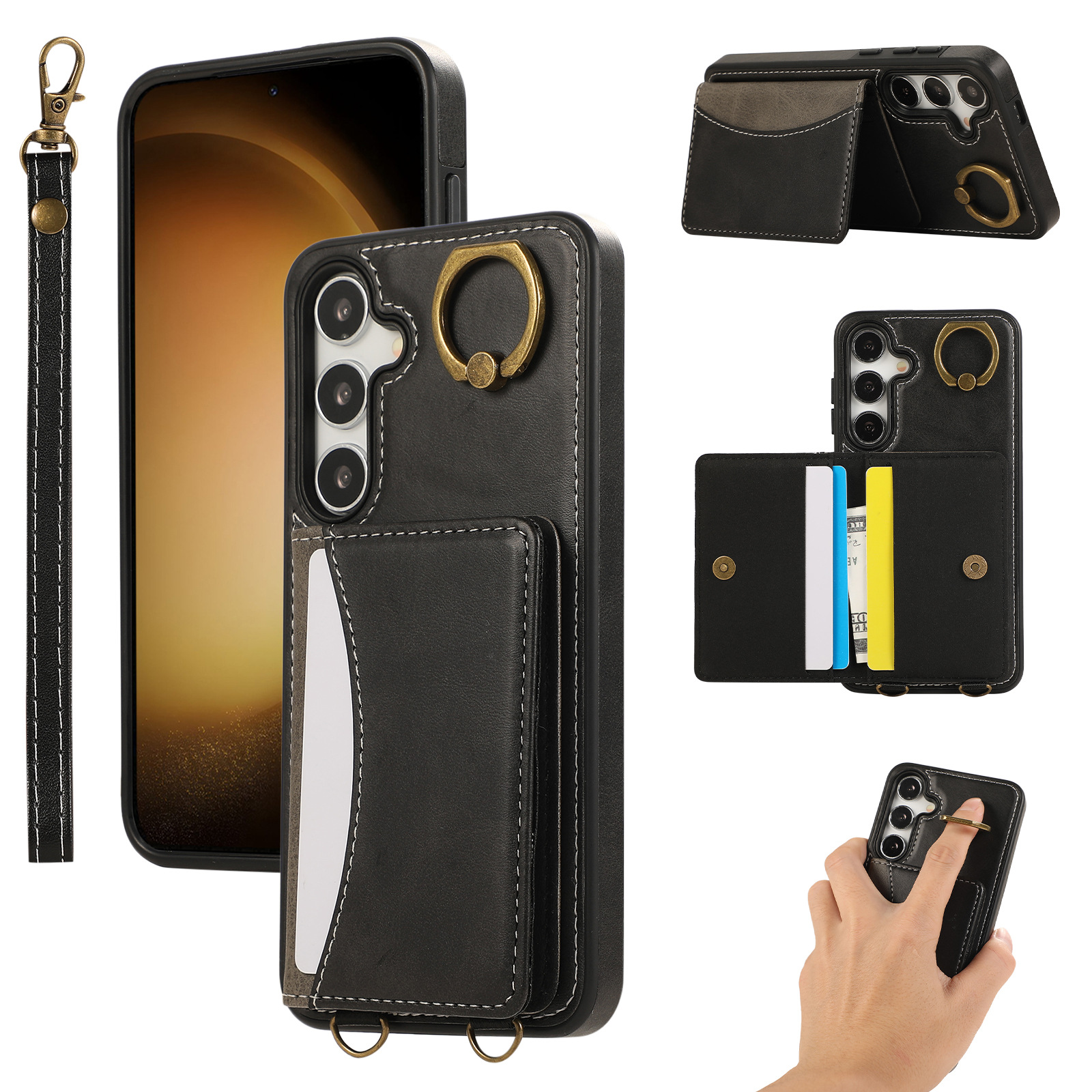 Leather Business Card Wallet Mobile Phone Case for Samsung Galaxy S