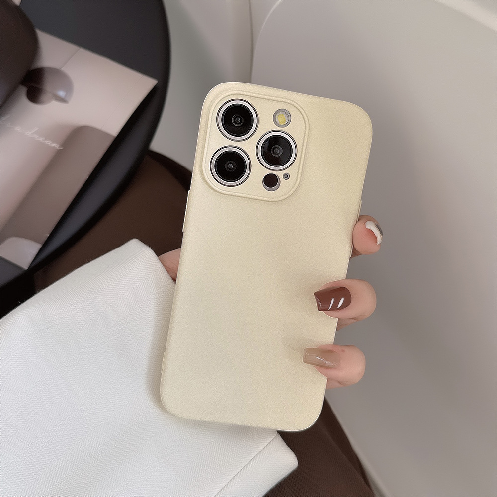 Cream Silicon Mobile Phone Case for Apple iPhone