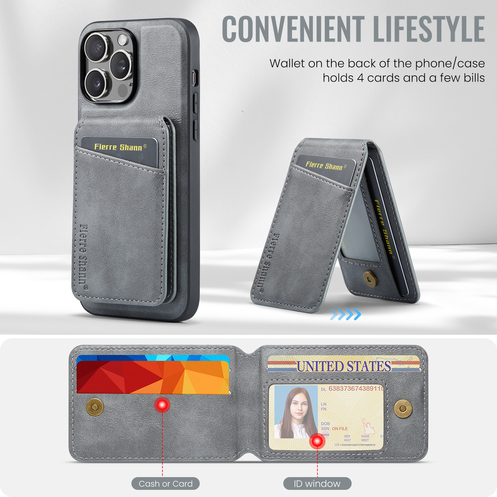 Luxury Leather Business Magsafe Card Wallet Mobile Phone Case for Apple iPhone