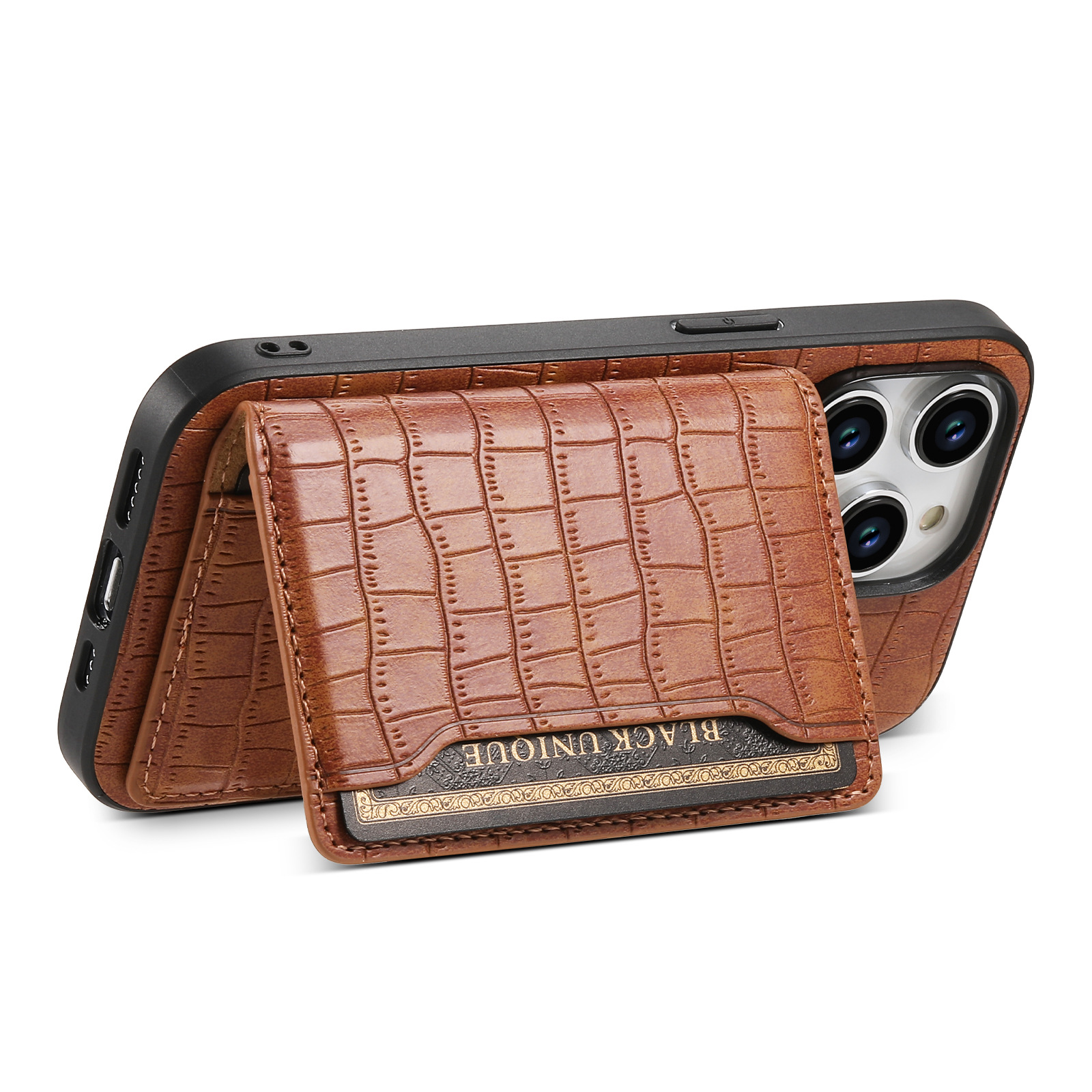 Luxury Leather Business Card Wallet Mobile Phone Case for Apple iPhone