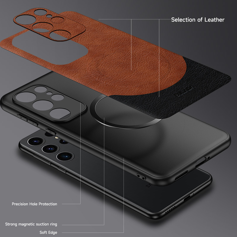 Leather Business Magsafe Mobile Phone Case for Samsung Galaxy S