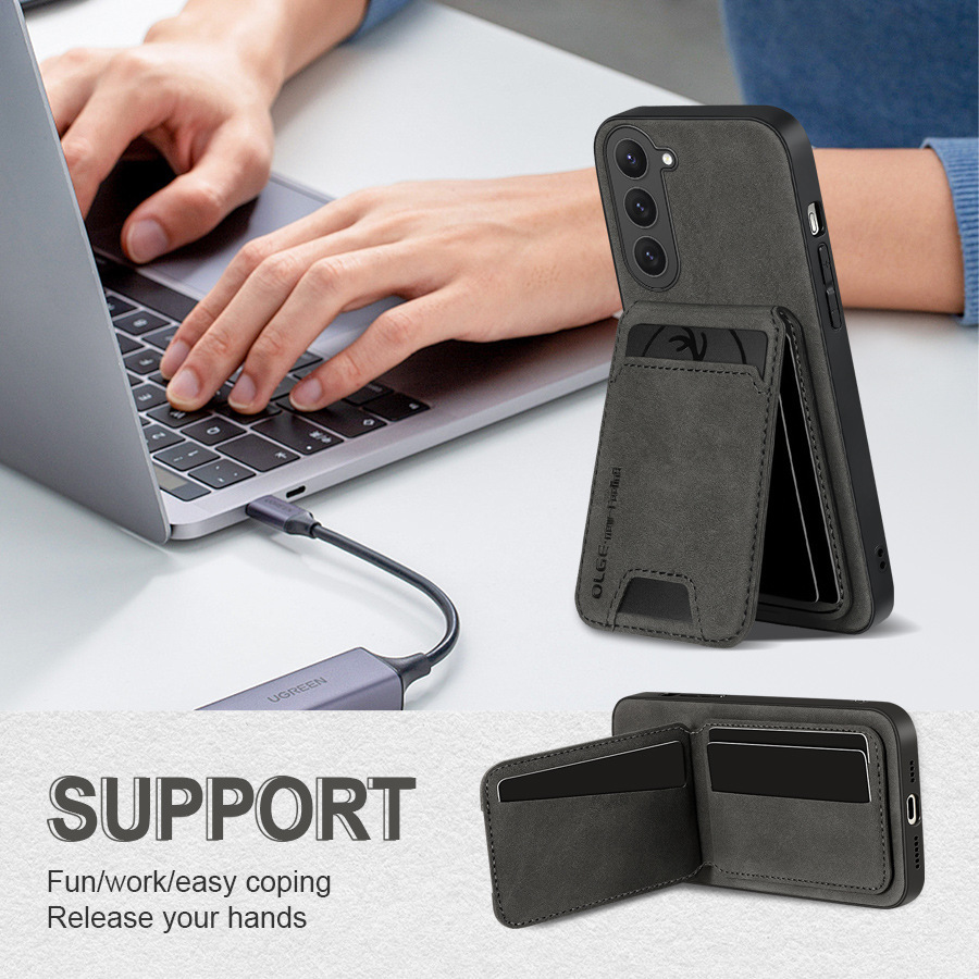 Leather Business Card Wallet Mobile Phone Case for Samsung Galaxy S