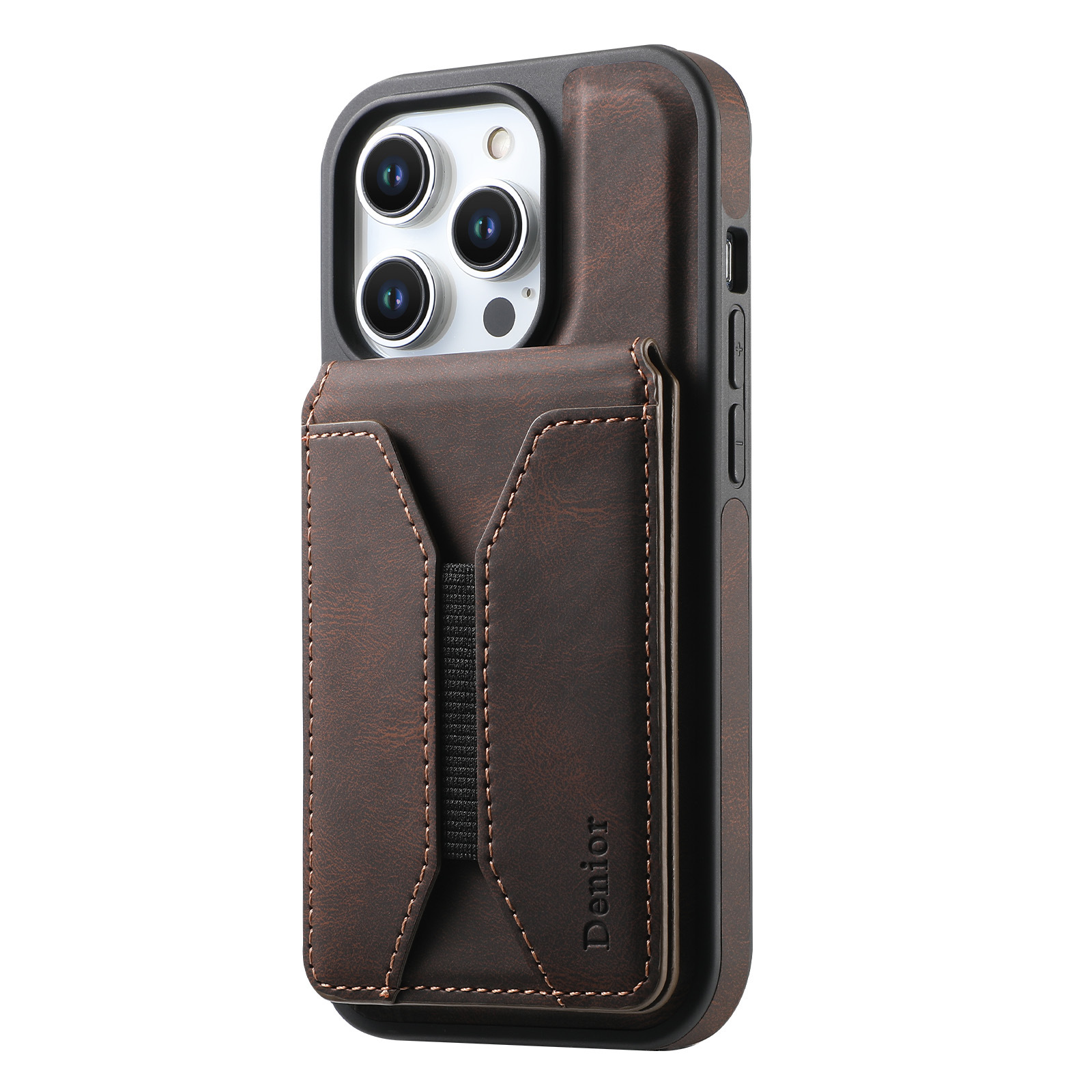 Luxury Leather Business Magsafe Card Wallet Mobile Phone Case for Apple iPhone