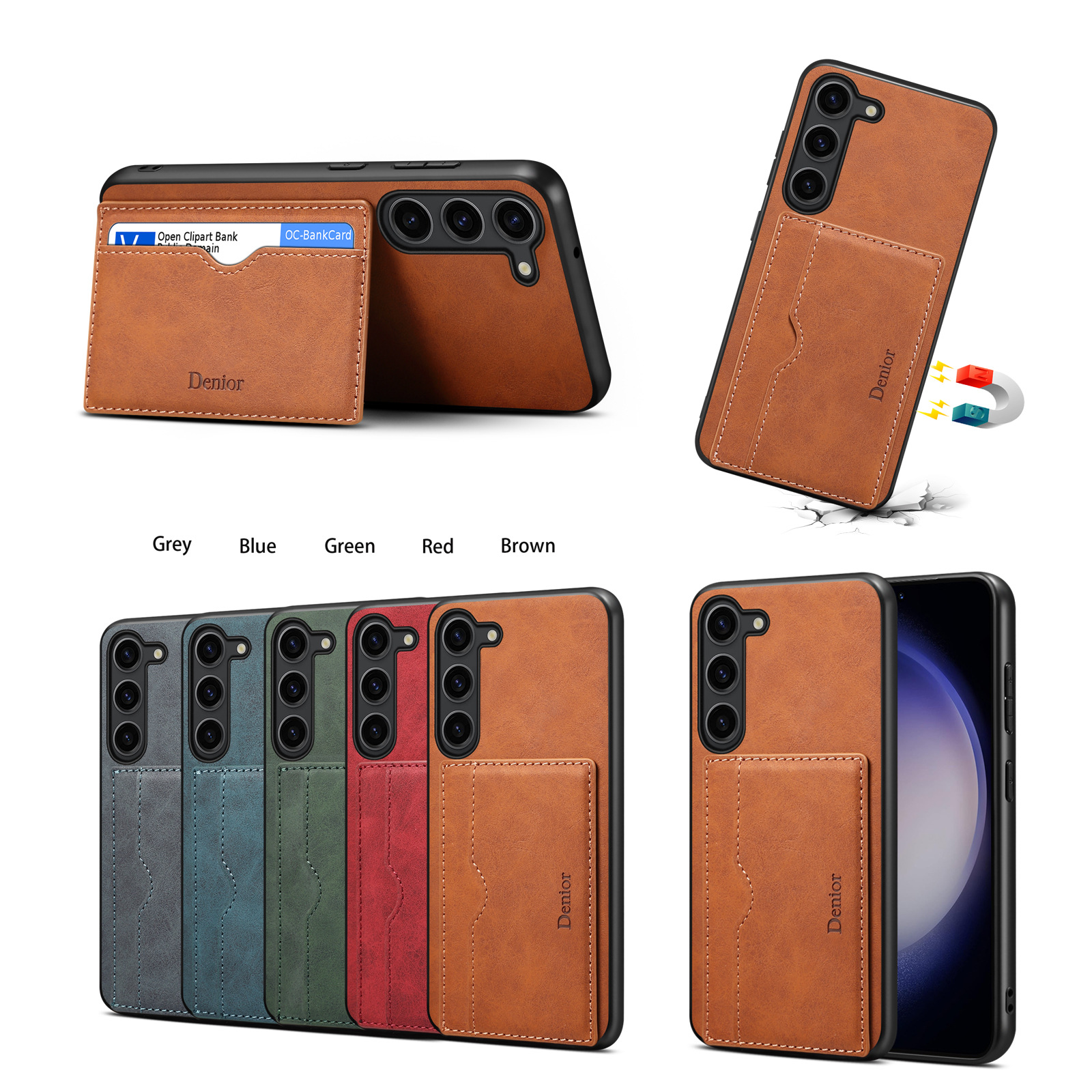 Leather Card Wallet Mobile Phone Case for Samsung Galaxy S
