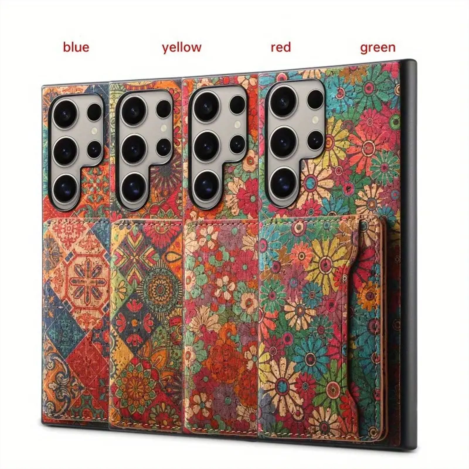 Floral Leather Card Wallet Mobile Phone Case for Samsung Galaxy S