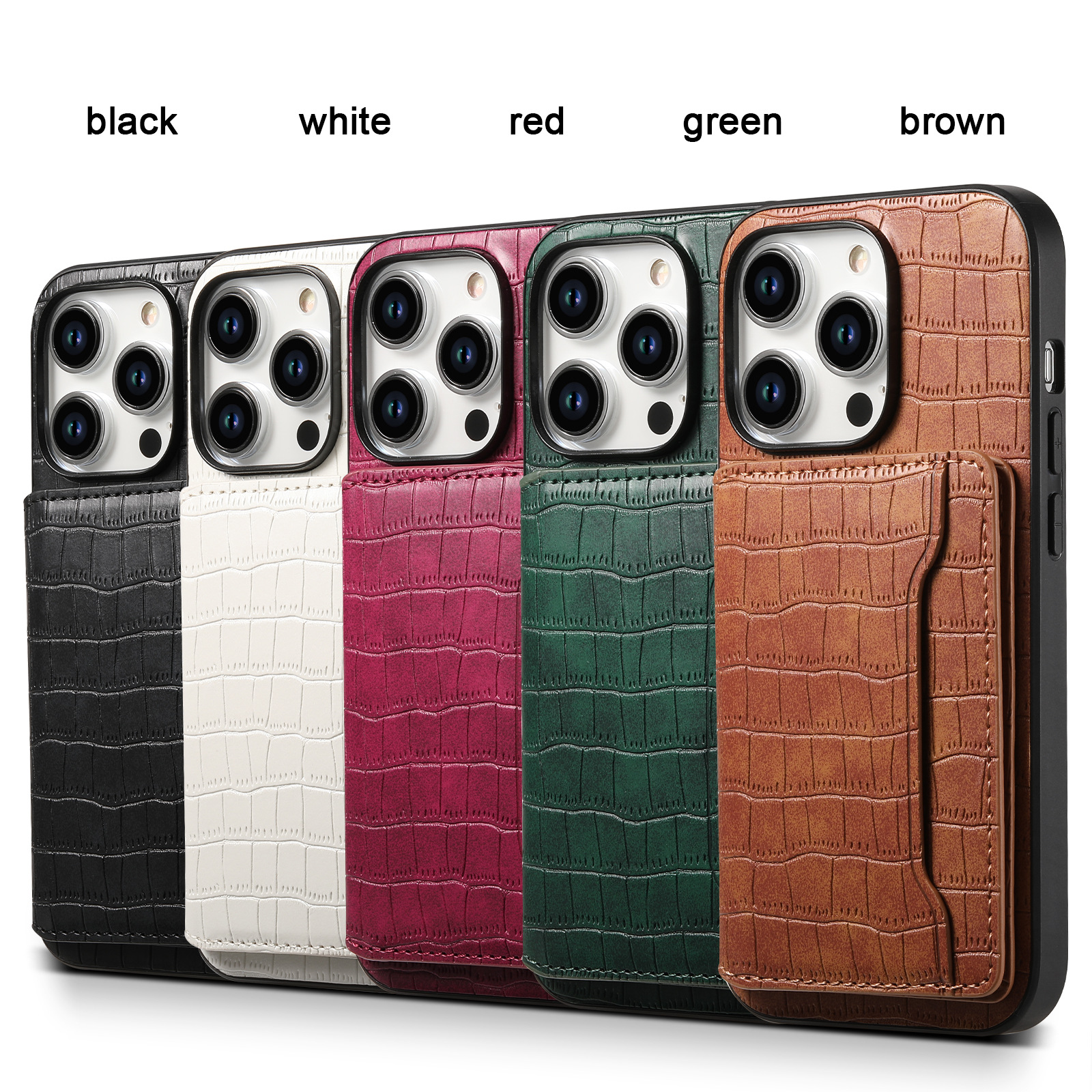 Luxury Leather Business Card Wallet Mobile Phone Case for Apple iPhone