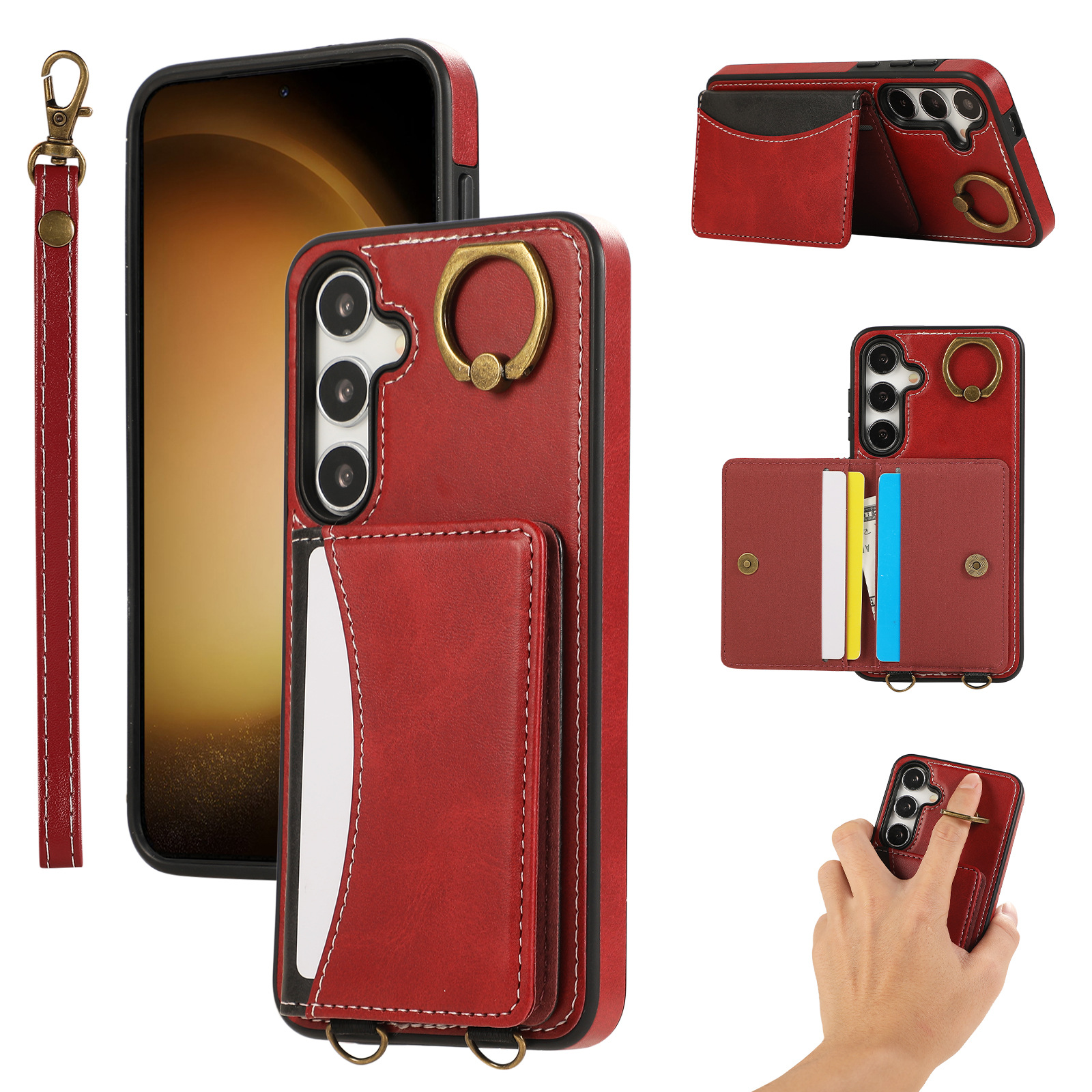 Leather Business Card Wallet Mobile Phone Case for Samsung Galaxy S