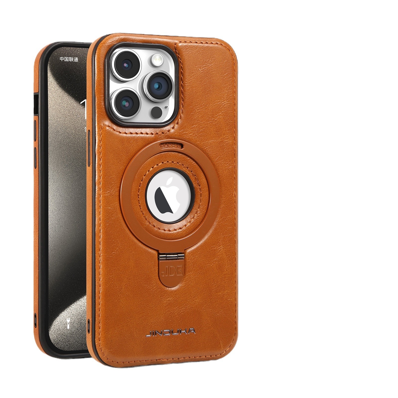 Leather Business Magsafe Bracket Mobile Phone Case for iPhone