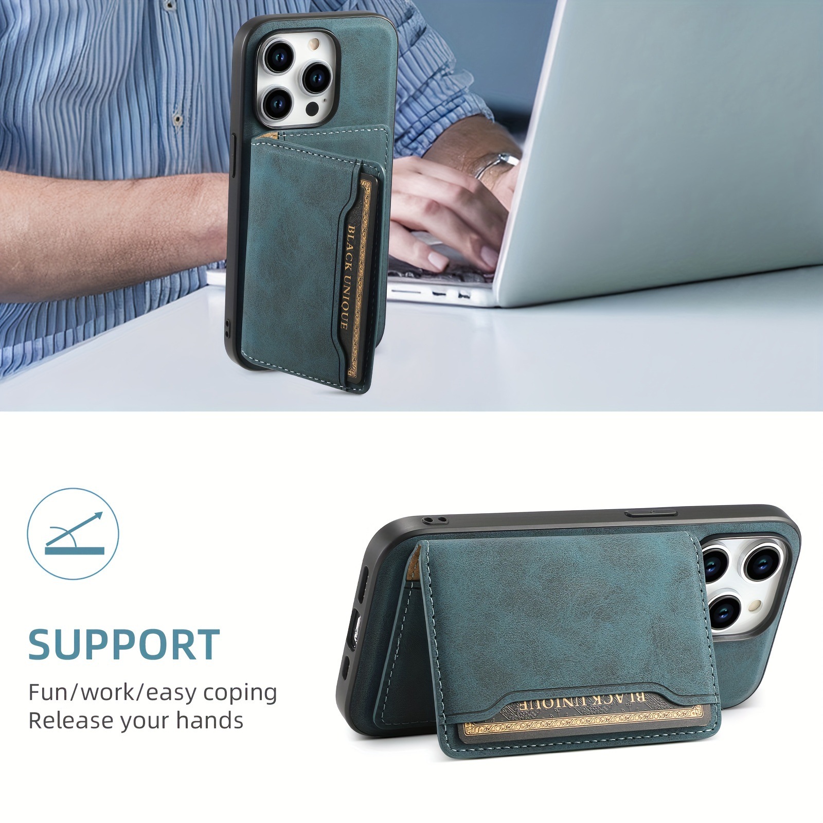 Luxury Leather Business Magsafe Card Wallet Mobile Phone Case for Apple iPhone