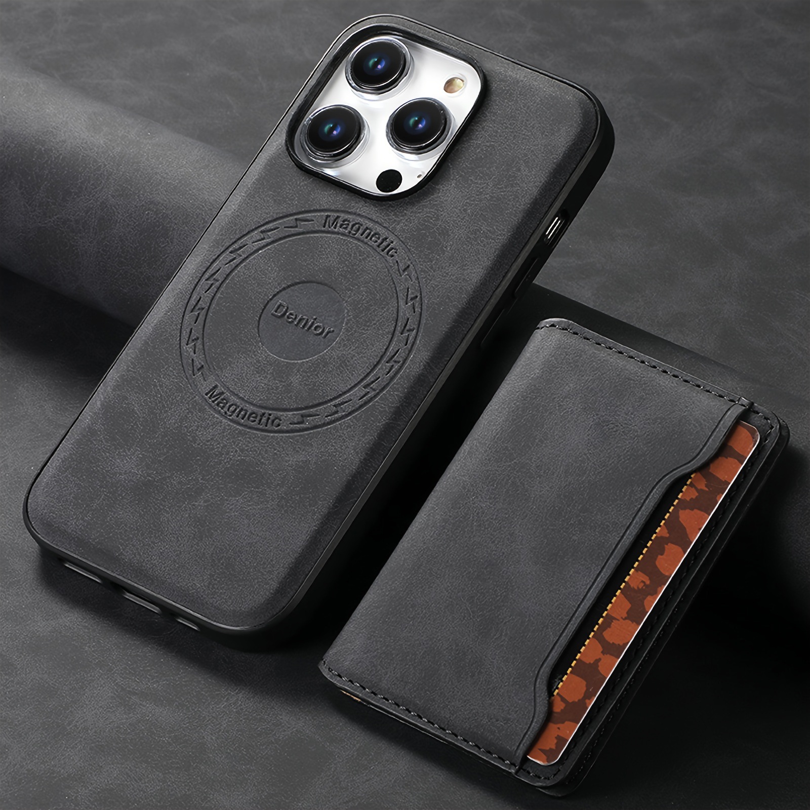 Luxury Leather Business Magsafe Card Wallet Mobile Phone Case for Apple iPhone