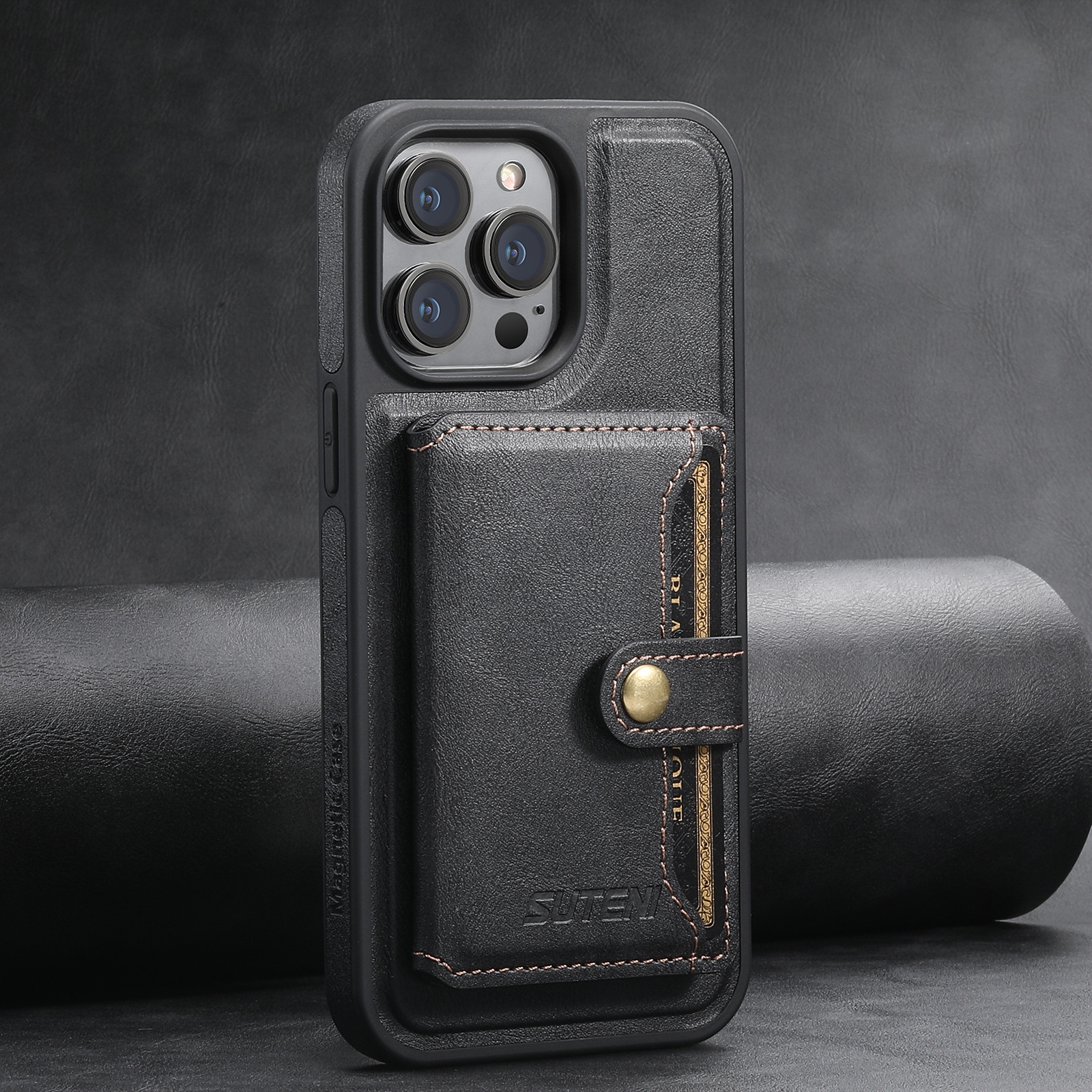 Leather Business Magsafe Card Wallet Mobile Phone Case for iPhone