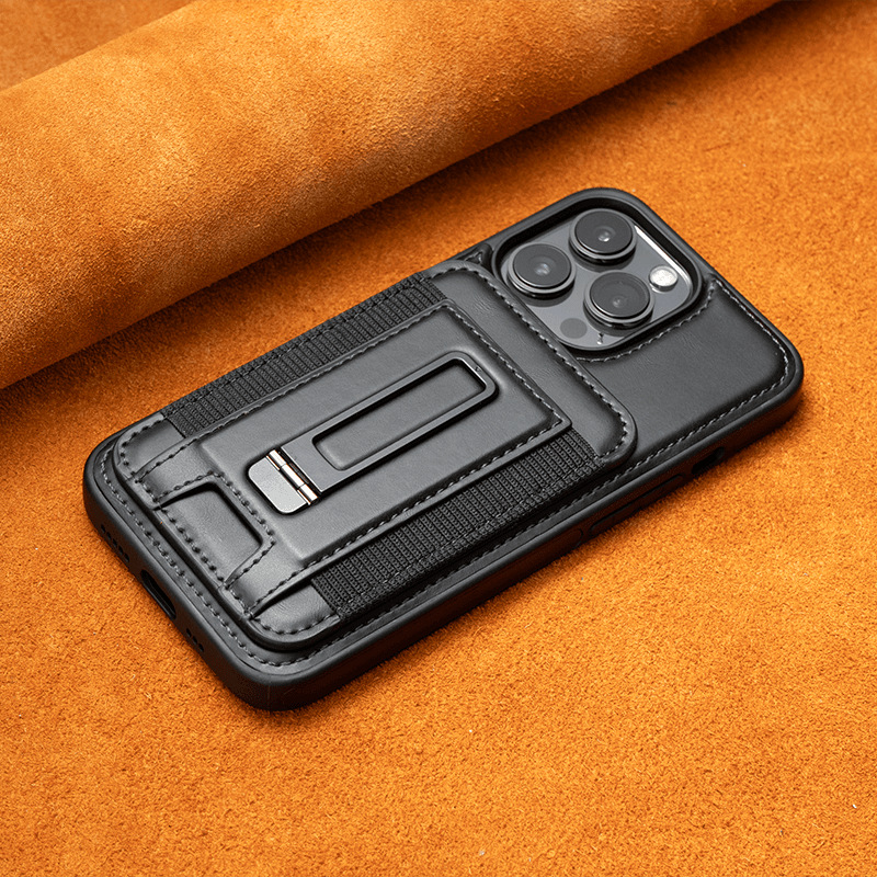 Luxury Leather Business Magsafe Bracket Mobile Phone Case for iPhone