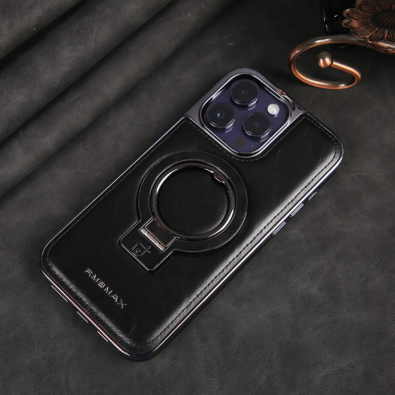 Leather Business Magsafe Bracket Mobile Phone Case for iPhone