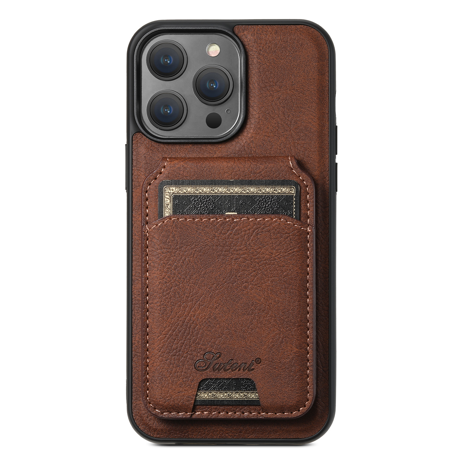 Luxury Leather Business Magsafe Card Wallet Mobile Phone Case for Apple iPhone