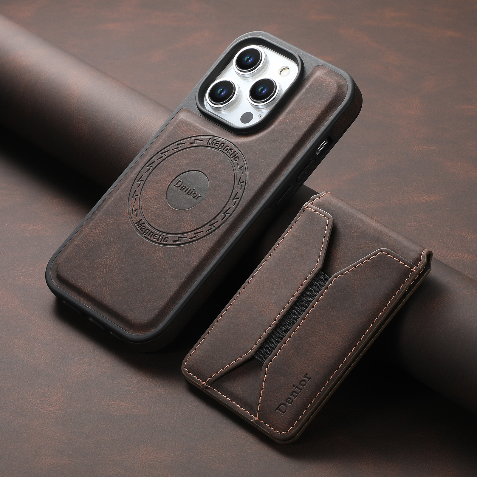 Luxury Leather Business Magsafe Card Wallet Mobile Phone Case for Apple iPhone