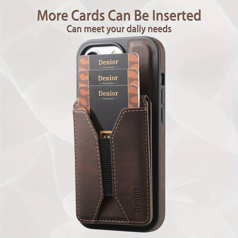 Luxury Leather Business Magsafe Card Wallet Mobile Phone Case for Apple iPhone