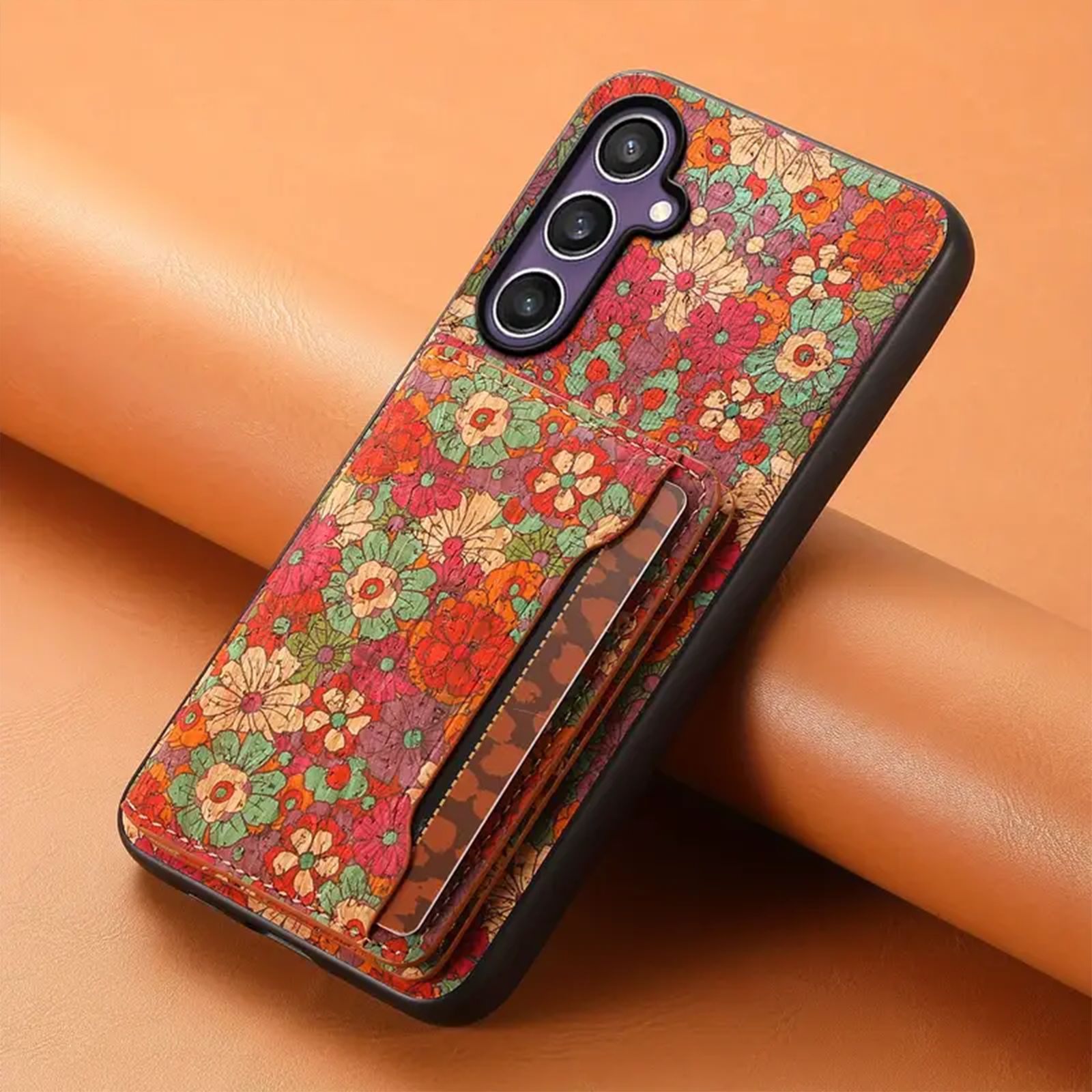 Floral Leather Card Wallet Mobile Phone Case for Samsung Galaxy S