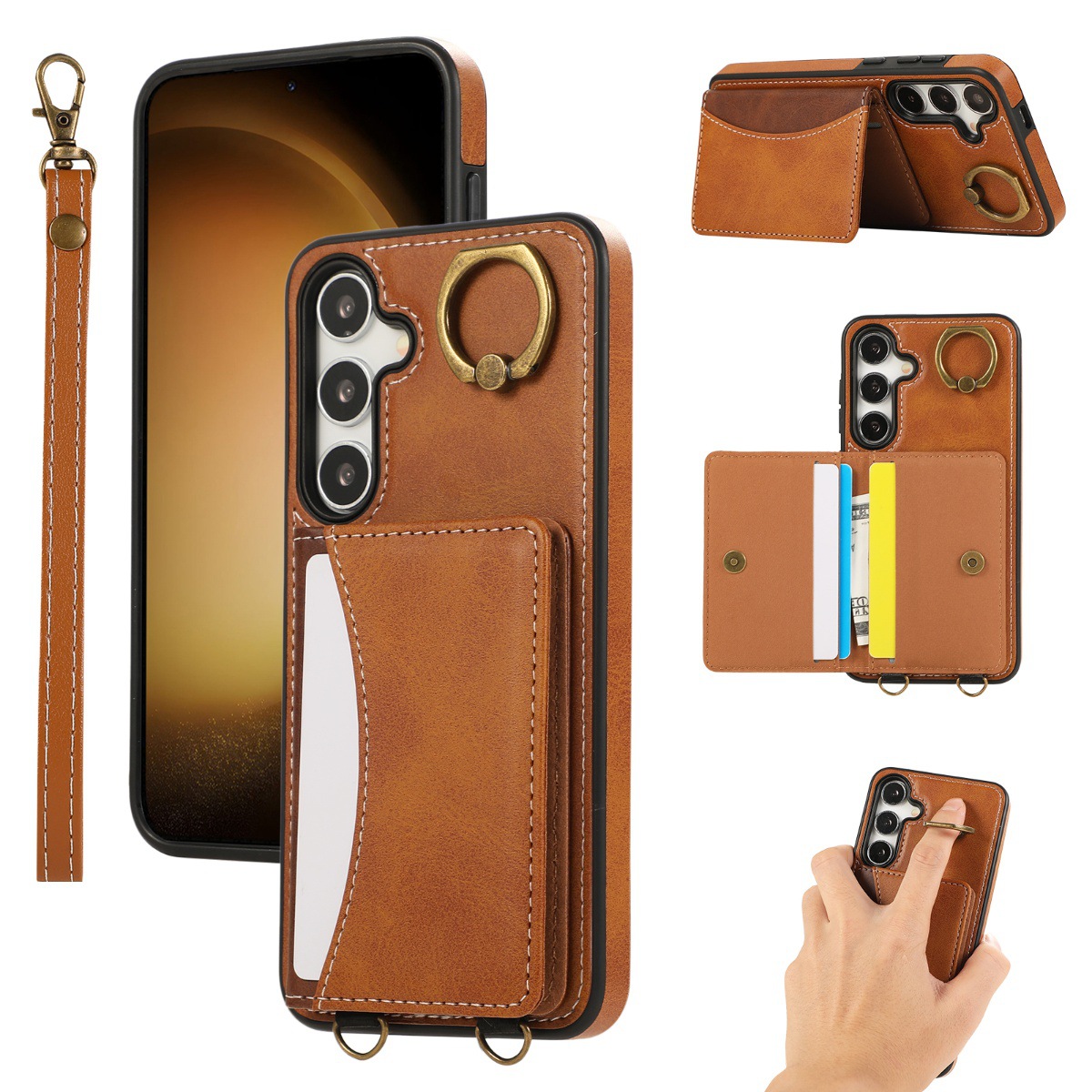 Leather Business Card Wallet Mobile Phone Case for Samsung Galaxy S