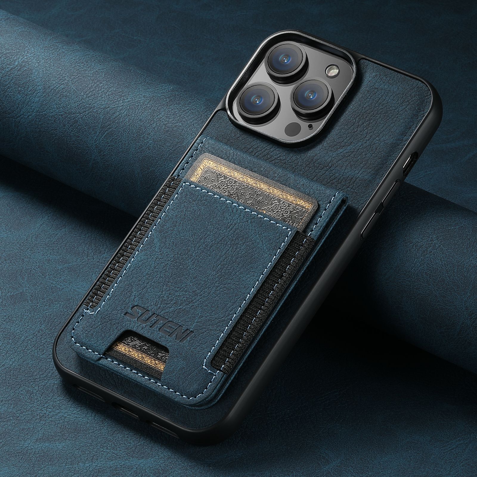 Luxury Leather Business Card Wallet Mobile Phone Case for Apple iPhone