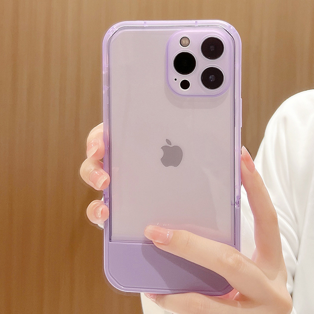 Transparent Silicon Bracket Mobile Phone Case for Apple iPhone