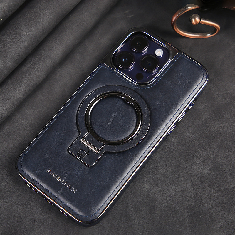 Leather Business Magsafe Bracket Mobile Phone Case for iPhone