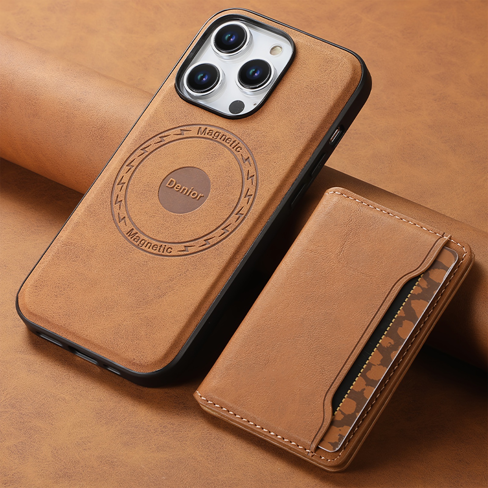 Luxury Leather Business Magsafe Card Wallet Mobile Phone Case for Apple iPhone