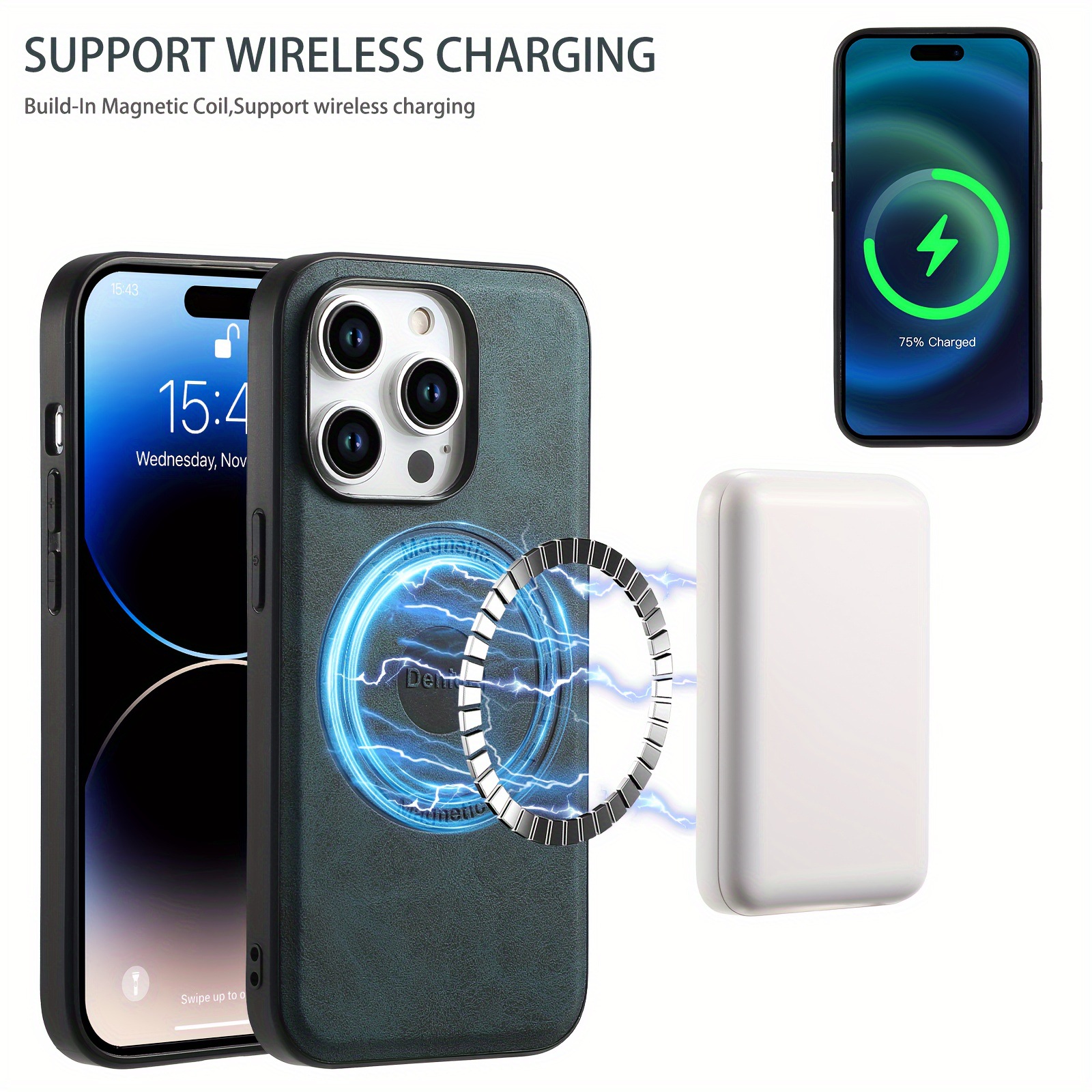 Luxury Leather Business Magsafe Card Wallet Mobile Phone Case for Apple iPhone
