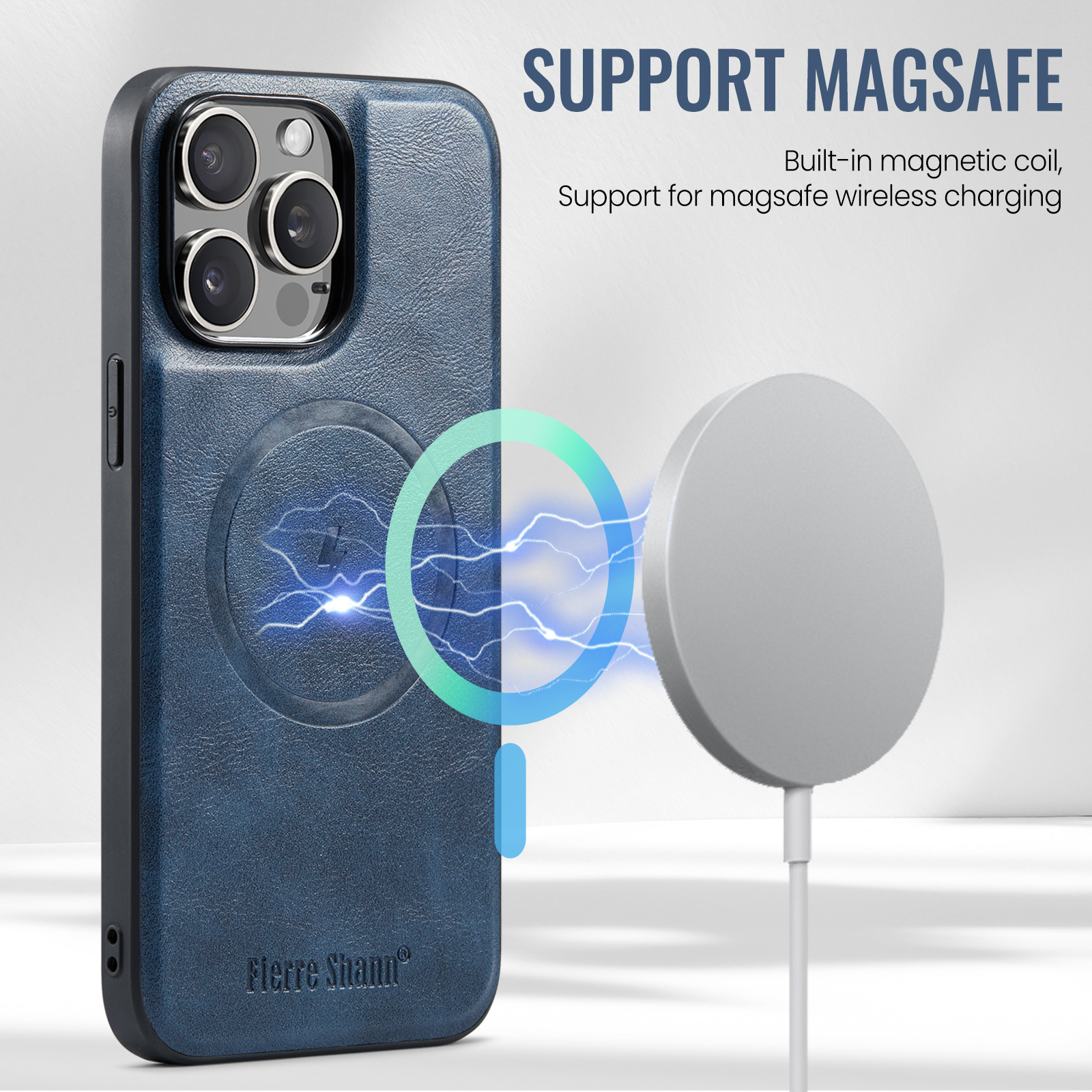 Luxury Leather Business Magsafe Card Wallet Mobile Phone Case for Apple iPhone