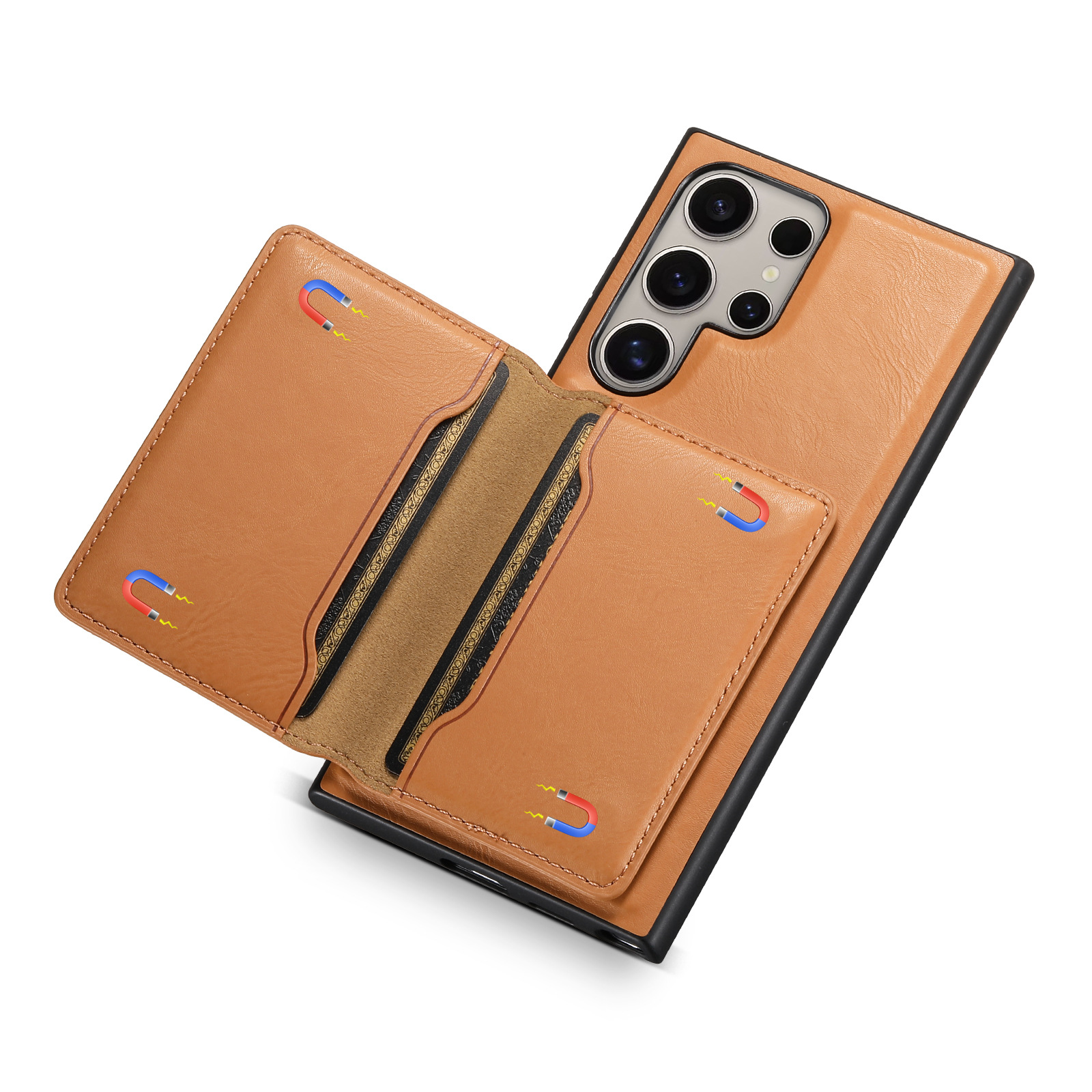Leather Card Wallet Magsafe Mobile Phone Case for Samsung Galaxy S