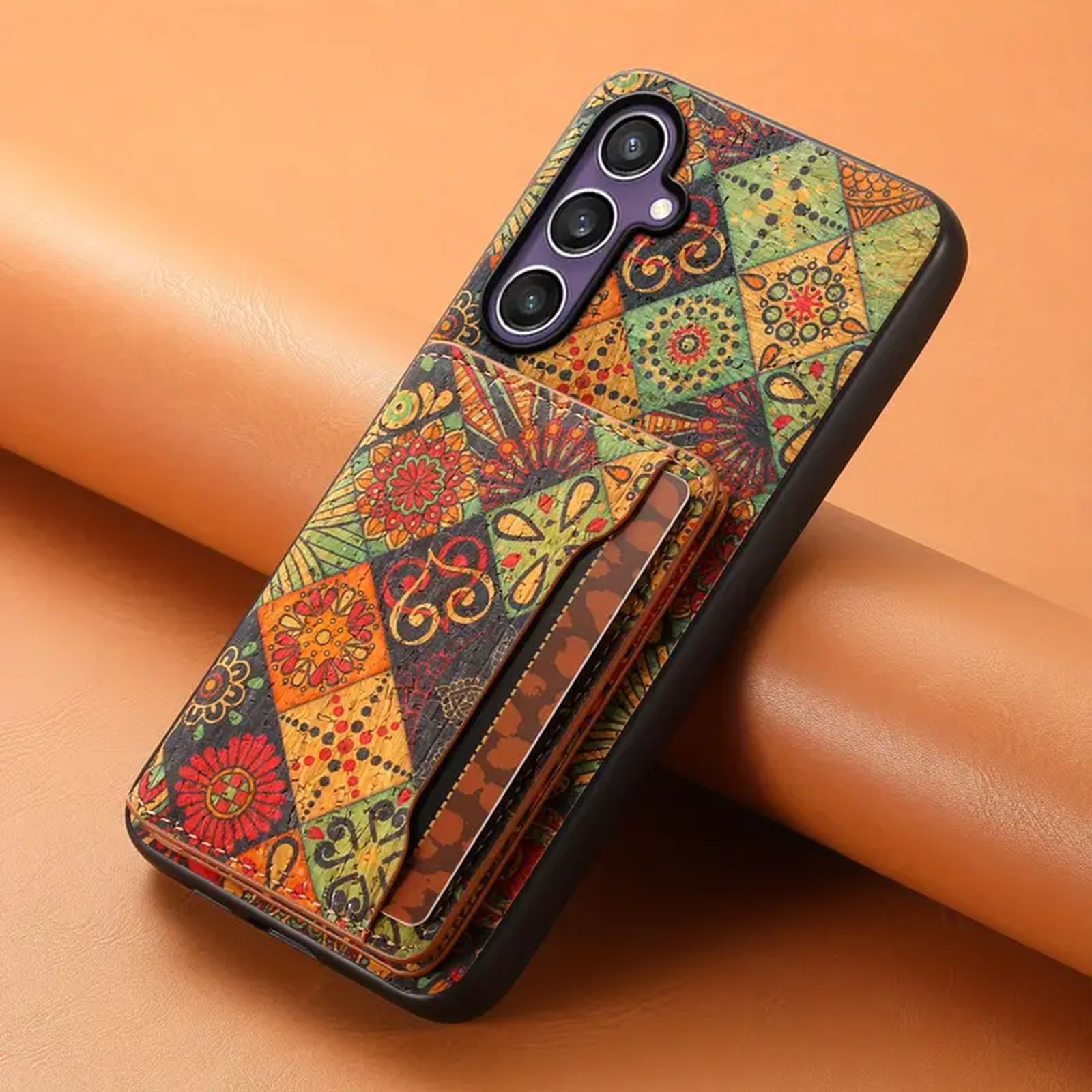 Floral Leather Card Wallet Mobile Phone Case for Samsung Galaxy S