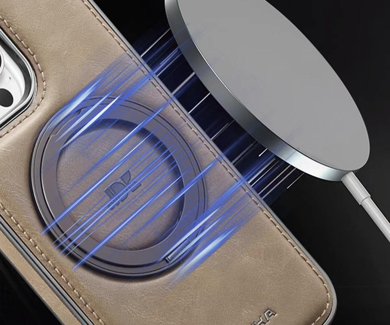 Luxury Leather Business Magsafe Bracket Mobile Phone Case for iPhone