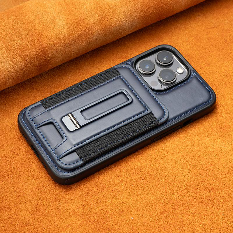 Luxury Leather Business Magsafe Bracket Mobile Phone Case for iPhone