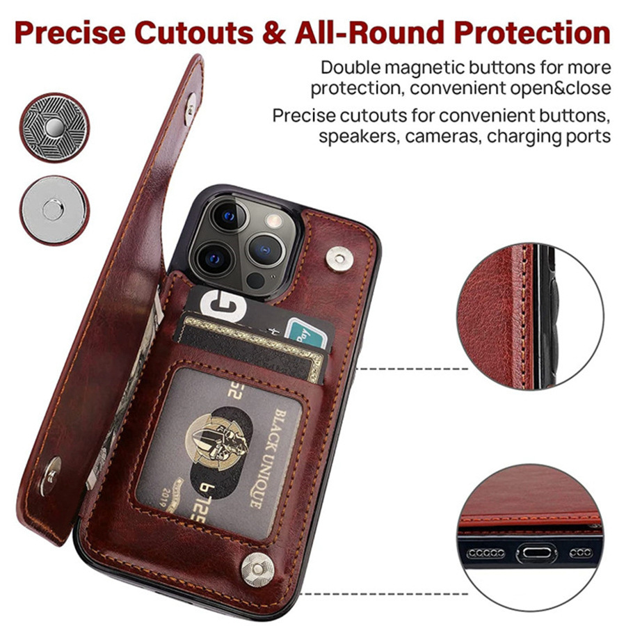 Leather Card Wallet Mobile Phone Case for iPhone