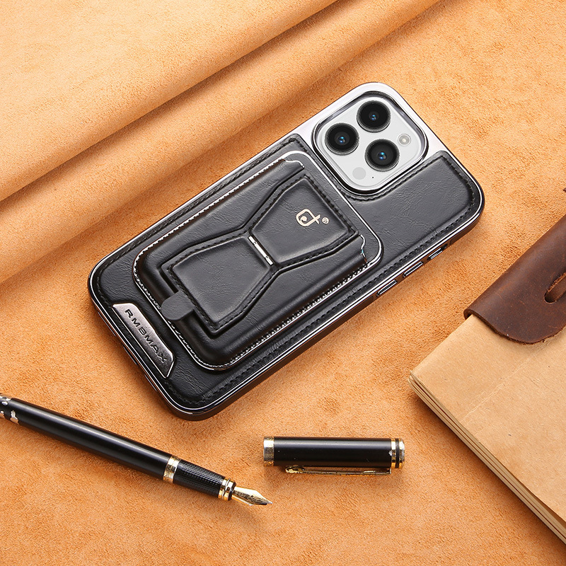 Leather Business Magsafe Bracket Mobile Phone Case for iPhone