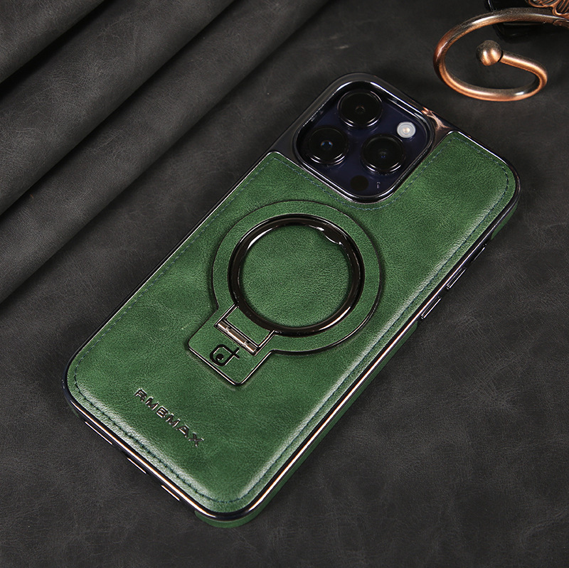 Leather Business Magsafe Bracket Mobile Phone Case for iPhone